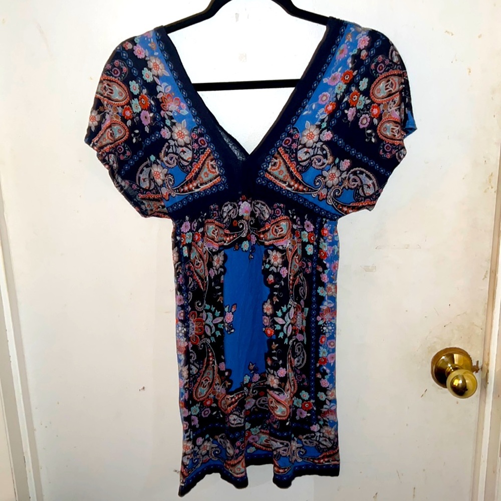 🌞 Blue Bandanna Dress Size: Medium